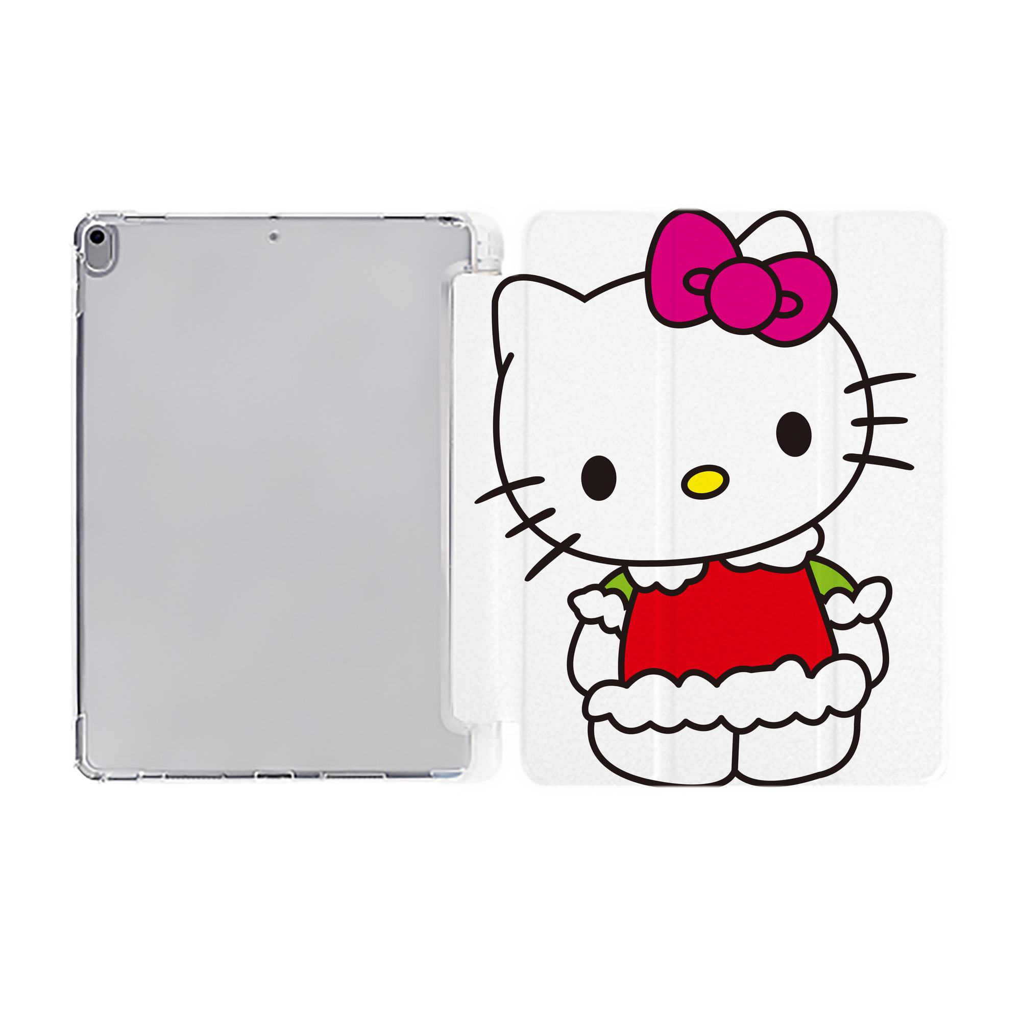 （画像用） Hello Kitty ハローキティ IPad ケース ペン収納付き 三つ折りスタンド PUレザー×シリコン 対応機種9.5/10.5/10.9インチ